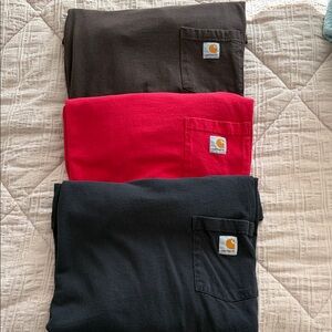 Carhartt Men's Long Sleeve Tees - Black, Red, Brown